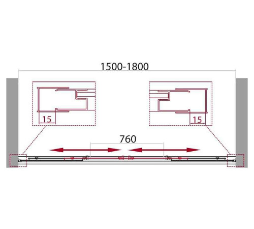 Душевая дверь BELBAGNO UNIQUE-BF-2-150/180-C-Cr