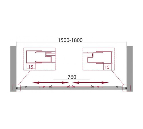 Душевая дверь BELBAGNO UNIQUE-BF-2-150/180-P-Cr