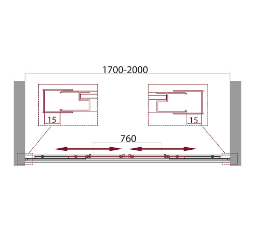 Душевая дверь BELBAGNO UNIQUE-BF-2-170/200-P-Cr