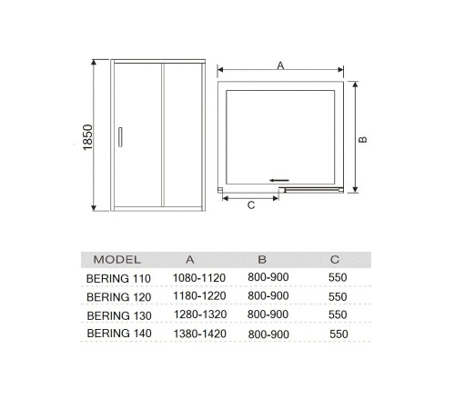 Душевая дверь River Bering 110 МТ 110х185 (10000001396)