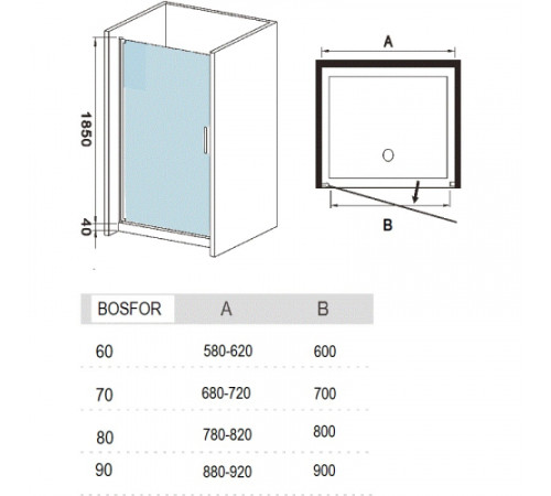 Душевая дверь River BOSFOR 60 МТ 60х185 (10000003649)