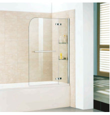 Стеклянная душевая шторка для ванны WeltWasser WW100 100D2AK-100  (10000001237)   100*140 хромированный профиль прозрачное стекло