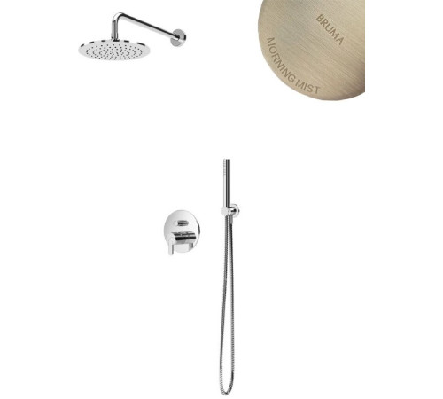 Душевая система скрытого монтажа Bruma Elo Leaf Morning Mist 1677221MM шланг в черной матовой оплетке