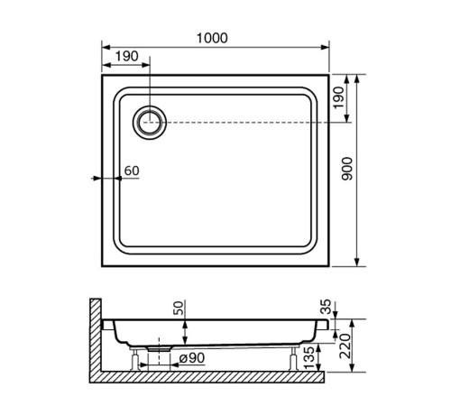 Душевой поддон RGW STYLE 90х100 (16180290-11)