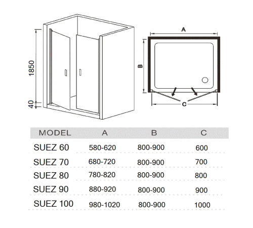 Душевая дверь River Suez 60 MT (10000006432)