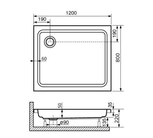 Душевой поддон RGW STYLE 80х120 (16180282-11)