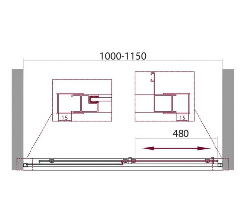 Душевая дверь BelBagno UNIQUE-BF-1-100/115-C-Cr