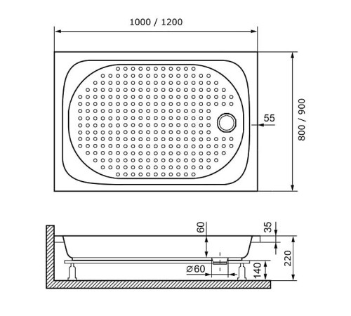 Душевой поддон RGW LUX/TN 80х120 (16180282-21)