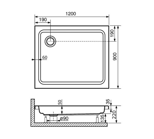 Душевой поддон RGW STYLE 90х120 (16180292-11)