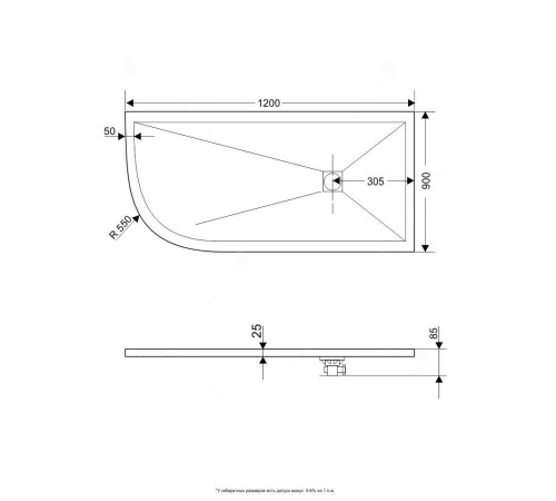 Душевой поддон RGW ST/AR-0129G 120х90 (16154129-02R) правый