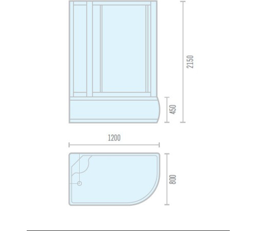 Душевая кабина ODA 8037BMR 120x80 правая, стекла матовые, профиль хром