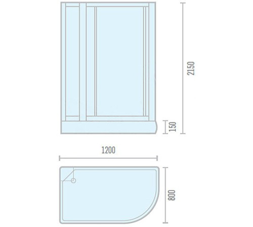 Душевая кабина ODA 8037NTR  правая   120x80 тонированное стекло / хромированный профиль