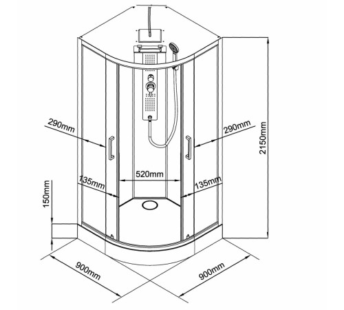 Душевая кабина Black&White Galaxy G8001 (90x90) 
