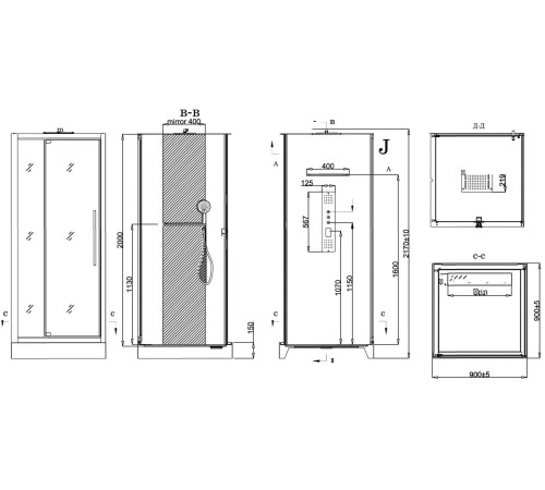 Душевая кабина Black&White Galaxy G8022 (90x90) 