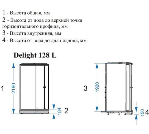 Душевая кабина Domani-Spa Delight 128 20x80 прозрачное стекло / белые стенки с крышей (левая)