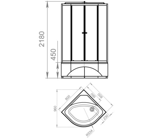 Душевая кабина Domani-Spa Delight High (DS01DS88HBT00) 88 80x80 тонированное стекло / черные стенки с крышей