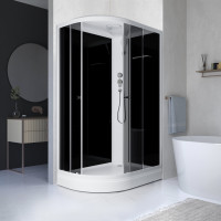 Душевая кабина Domani-Spa Delight 128 (DS01DS128RLBT00) 120x80 тонированное стекло / черные стенки с крышей (правая)