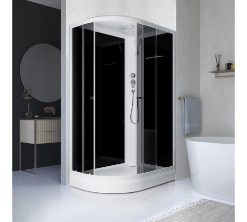 Душевая кабина Domani-Spa Delight 128 (DS01DS128RLBT00) 120x80 тонированное стекло / черные стенки с крышей (правая)