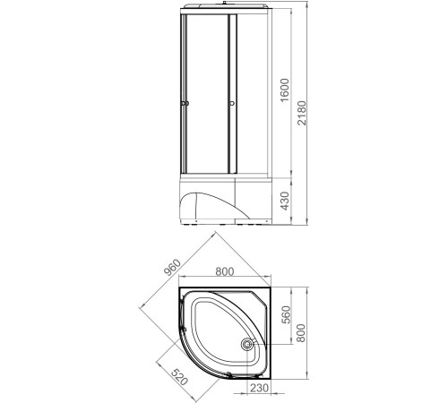 Душевая кабина Domani-Spa Delight 88 (DS01DS88HWM00)  80x80 сатин матированное стекло / белые стенки с крышей