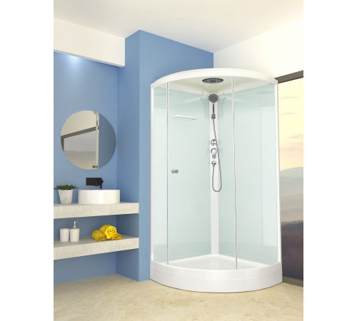 Душевая кабина Domani-Spa Simple 110 (DS01Sm110LWCl00-V1.2) 100x100 прозрачное стекло / белые стенки с крышей