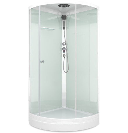 Душевая кабина Domani-Spa Simple 110 (DS01Sm110LWCl00-V1.2) 100x100 прозрачное стекло / белые стенки с крышей