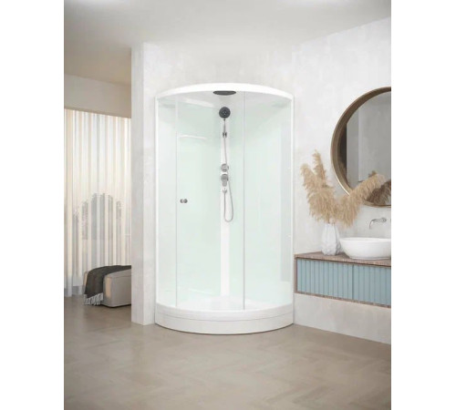 Душевая кабина Domani-Spa Simple 110 (DS01Sm110LWCl00-V1.2) 100x100 прозрачное стекло / белые стенки с крышей