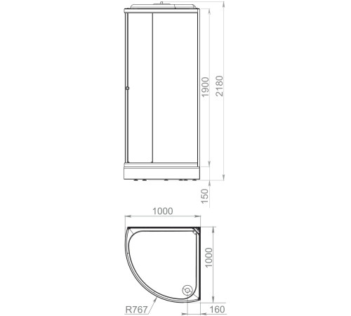 Душевая кабина Domani-Spa Simple 110 (DS01Sm110LWCl00-V1.2) 100x100 прозрачное стекло / белые стенки с крышей