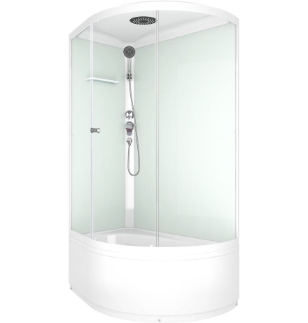 Душевая кабина Domani-Spa Simple high L (DS01Sm128LHWCl00- V1.2) 120x80 прозрачное стекло / белые стенки с крышей