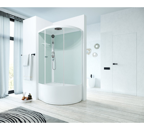 Душевая кабина Domani-Spa Simple high L (DS01Sm128LHWCl00- V1.2) 120x80 прозрачное стекло / белые стенки с крышей