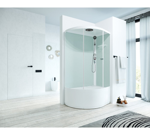 Душевая кабина Domani-Spa Simple high R (DS01Sm128RHWCl00-V1.2) 120x80 прозрачное стекло / белые стенки с крышей