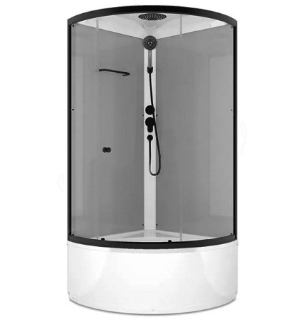 Душевая кабина Domani-Spa Simple high (DS01Sm99HGrCl00.Gt -V1.2-Black) 90x90 прозрачное стекло / серые стенки / профиль графит с крышей