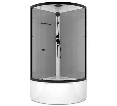 Душевая кабина Domani-Spa Simple high (DS01Sm99HGrCl00.Gt -V1.2-Black) 90x90 прозрачное стекло / серые стенки / профиль графит с крышей
