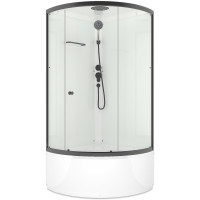 Душевая кабина Domani-Spa Simple high (DS01Sm99HWCl00.Gt-V1.2-Black) 90x90 прозрачное стекло / белые стенки / профиль графит с крышей