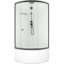 Душевая кабина Domani-Spa Simple high (DS01Sm99HWCl00.Gt-V1.2-Black) 90x90 прозрачное стекло / белые стенки / профиль графит с крышей