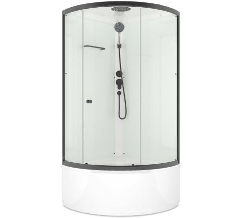 Душевая кабина Domani-Spa Simple high (DS01Sm99HWCl00.Gt-V1.2-Black) 90x90 прозрачное стекло / белые стенки / профиль графит с крышей