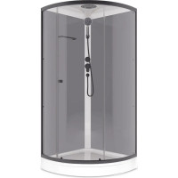 Душевая кабина Domani-Spa Simple 99 Black accents (DS01Sm99LGrCl00.Gt-V1.2-Black)  90x90 прозрачное стекло / серые стенки / профиль графит с крышей