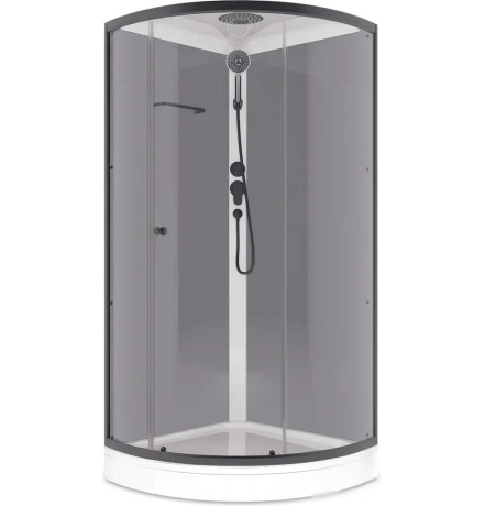Душевая кабина Domani-Spa Simple 99 Black accents (DS01Sm99LGrCl00.Gt-V1.2-Black)  90x90 прозрачное стекло / серые стенки / профиль графит с крышей