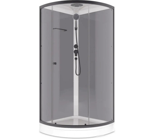 Душевая кабина Domani-Spa Simple 99 Black accents (DS01Sm99LGrCl00.Gt-V1.2-Black)   90x90 прозрачное стекло / серые стенки / профиль графит с крышей