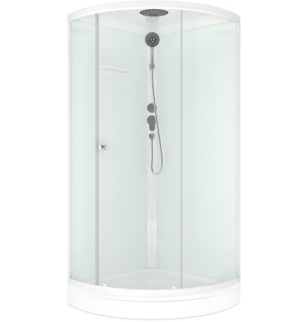 Душевая кабина Domani-Spa Simple 99 (DS01Sm99LWCl00-V1.2)  90x90 прозрачное стекло / белые стенки с крышей