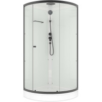 Душевая кабина Domani-Spa Simple 99 Black accents (DS01Sm99LWCl00.Gt-V1.2-Black)  90x90 прозрачное стекло / белые стенки / профиль графит с крышей