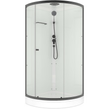 Душевая кабина Domani-Spa Simple 99 Black accents (DS01Sm99LWCl00.Gt-V1.2-Black)  90x90 прозрачное стекло / белые стенки / профиль графит с крышей
