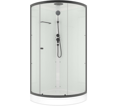 Душевая кабина Domani-Spa Simple 99 Black accents (DS01Sm99LWCl00.Gt-V1.2-Black)   90x90 прозрачное стекло / белые стенки / профиль графит с крышей