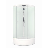 Душевая кабина Domani-Spa Simple 99 mid (DS01Sm99MWCl00-V1.2)  90x90 прозрачное стекло / белые стенки с крышей