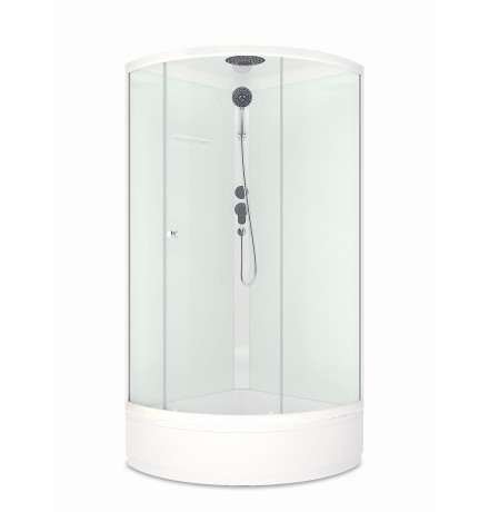 Душевая кабина Domani-Spa Simple 99 mid (DS01Sm99MWCl00-V1.2)  90x90 прозрачное стекло / белые стенки с крышей