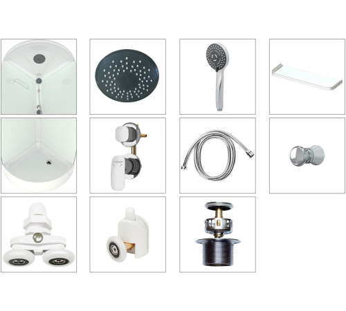 Душевая кабина Domani-Spa Simple 99 mid (DS01Sm99MWCl00-V1.2)  90x90 прозрачное стекло / белые стенки с крышей