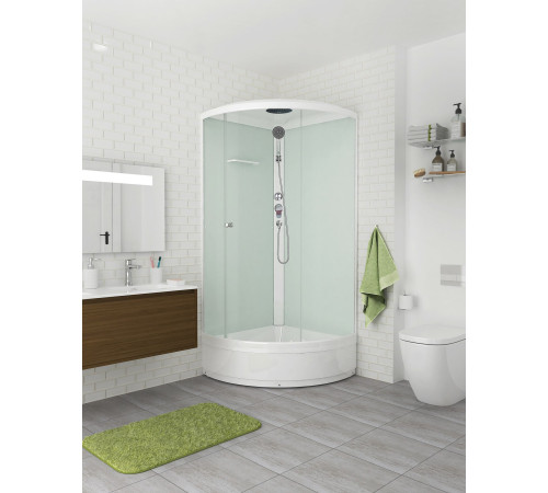 Душевая кабина Domani-Spa Simple 99 mid (DS01Sm99MWCl00-V1.2)  90x90 прозрачное стекло / белые стенки с крышей