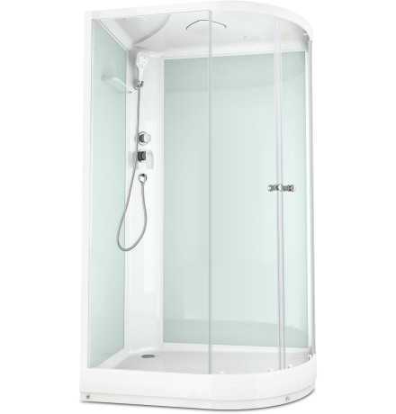 Душевая кабина Domani-Spa Delight 128 20x80 прозрачное стекло / белые стенки с крышей (левая)