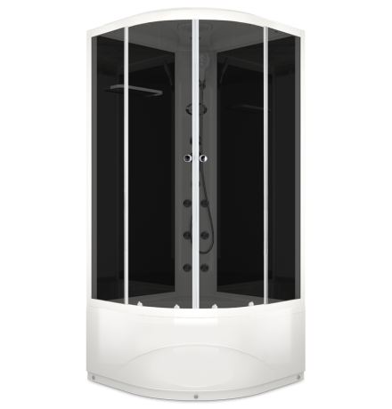 Душевая кабина Domani-Spa Delight 99 High 90x90 тонированное стекло / черные стенки с крышей с гидромассажем