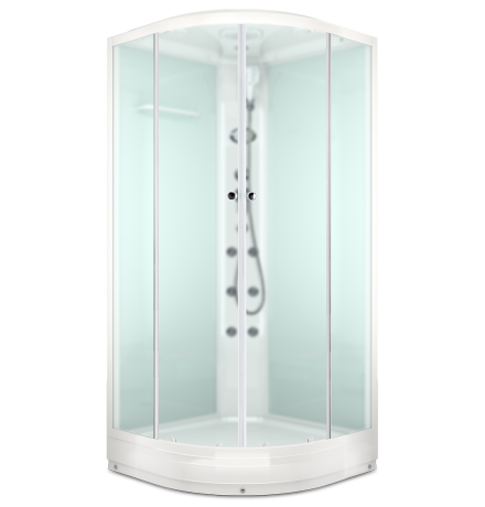 Душевая кабина Domani-Spa Delight 110 100x100 матовое стекло / белые стенки с крышей с гидромассажем