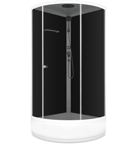 Душевая кабина Domani-Spa Simple 99 mid  90x90 тонированное стекло / черные стенки с крышей